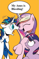 Size: 365x549 | Tagged: safe, edit, idw, princess cadance, shining armor, twilight sparkle, alicorn, pony, unicorn, spoiler:comic, spoiler:comic11, cadance laughs at your misery, crossing the memes, don hertzfeldt, exploitable meme, female, filly, filly twilight sparkle, male, mare, meme, memeception, rejected, screaming armor, stallion, teen princess cadance, wide eyes, younger