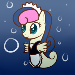 Size: 800x800 | Tagged: safe, artist:why485, bon bon, sweetie drops, sea pony, clothes, maid, seapony bon bon, species swap