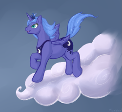 Size: 535x490 | Tagged: safe, artist:mumbles, princess luna, alicorn, pony, cloud, s1 luna, solo