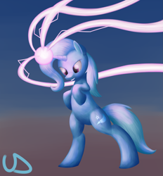 Size: 1783x1925 | Tagged: safe, artist:uber-dragon, derpibooru import, trixie, pony, unicorn, female, grin, magic, mare, rearing, smiling, solo