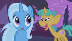 Size: 1280x720 | Tagged: safe, derpibooru import, screencap, snails, trixie, pony, unicorn, boast busters, colt, male