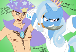 Size: 1625x1115 | Tagged: dead source, safe, artist:gamebuddy123, derpibooru import, trixie, human, arrested development, gob bluth