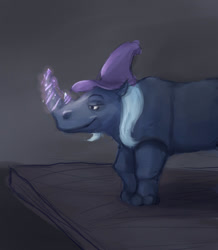 Size: 872x1000 | Tagged: safe, artist:bistromatic, artist:woomod, derpibooru import, trixie, rhinoceros, species swap