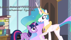 Size: 1280x720 | Tagged: safe, screencap, princess celestia, twilight sparkle, twilight sparkle (alicorn), alicorn, pony, female, insane pony thread, mare, warhammer (game)