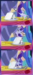 Size: 1600x3575 | Tagged: safe, artist:malte279, derpibooru import, trixie, twilight sparkle, twilight sparkle (alicorn), alicorn, pony, cutlery, origami, twilight's castle