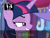 Size: 578x435 | Tagged: safe, derpibooru import, edit, edited screencap, screencap, trixie, twilight sparkle, twilight sparkle (alicorn), alicorn, pony, no second prances, cropped, evil grin, lidded eyes, smiling, subtitles, tv-14