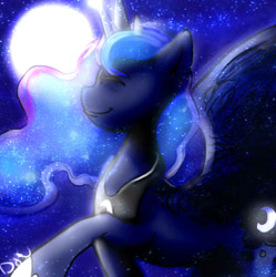 Size: 439x441 | Tagged: safe, artist:melodybell, princess luna, alicorn, pony, female, horn, mare, moon, solo