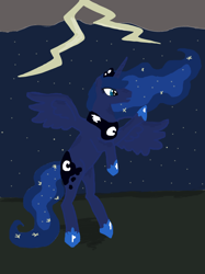 Size: 1024x1371 | Tagged: safe, artist:taredreyla, princess luna, alicorn, pony, cloud, cloudy, lightning, solo