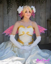 Size: 480x600 | Tagged: safe, artist:irinya, artist:slaahv, princess cadance, human, clothes, cosplay, evening gloves, flower, irl, irl human, photo, sakura con, solo