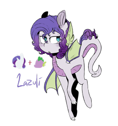 Size: 1280x1375 | Tagged: safe, artist:urbanqhoul, oc, oc only, dracony, hybrid, interspecies offspring, offspring, parent:rarity, parent:spike, parents:sparity, solo