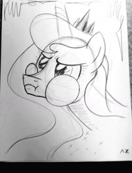 Size: 1280x1686 | Tagged: safe, artist:uminanimu, princess luna, alicorn, pony, lunadoodle, puffy cheeks, solo, traditional art