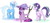 Size: 2877x1320 | Tagged: safe, artist:akainu_pony, derpibooru import, starlight glimmer, trixie, twilight sparkle, twilight sparkle (alicorn), alicorn, pony, accessory swap, frown, grin, hoof hold, looking at you, magic, s5 starlight, simple background, sitting, smiling, smirk, staff, staff of sameness, telekinesis, trixie's hat, unamused, underhoof, white background