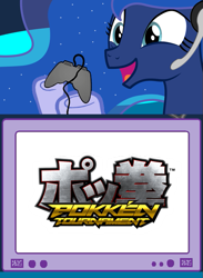 Size: 563x769 | Tagged: safe, princess luna, alicorn, pony, exploitable meme, gamer luna, meme, namco, namco bandai, nintendo, obligatory pony, pokkén tournament, pokémon, tekken, tv meme