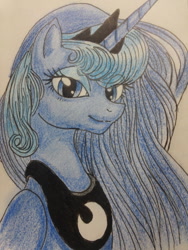 Size: 1024x1365 | Tagged: safe, artist:theroyalprincesses, princess luna, alicorn, pony, smiling, solo, traditional art