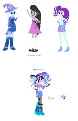 Size: 964x1500 | Tagged: safe, artist:doraemonfan4life, artist:pilkinomma, derpibooru import, octavia melody, starlight glimmer, trixie, equestria girls, fusion, multiple arms, simple background, white background