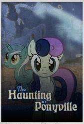 Size: 685x1015 | Tagged: safe, bon bon, lyra heartstrings, sweetie drops, ghost, cover, fanfic, nightmare night