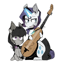 Size: 500x500 | Tagged: safe, artist:urbanqhoul, octavia melody, rarity, earth pony, pony, unicorn, bowtie, cello, female, lesbian, musical instrument, raritavia, shipping