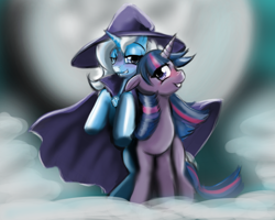 Size: 1280x1024 | Tagged: safe, artist:gunslingerpen, derpibooru import, trixie, twilight sparkle, female, lesbian, shipping, twixie