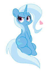 Size: 1100x1500 | Tagged: safe, artist:turtlefarminguy, derpibooru import, trixie, pony, unicorn, female, heart, looking back, mare, simple background, sitting, solo, transparent background