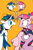 Size: 366x549 | Tagged: safe, princess cadance, shining armor, twilight sparkle, alicorn, pony, unicorn, spoiler:comic, droste effect, exploitable meme, female, filly, floppy ears, looking at each other, meme, necktie, open mouth, orange background, photoshop, raised hoof, recursion, screaming armor, shrunken pupils, simple background, speech bubble, younger