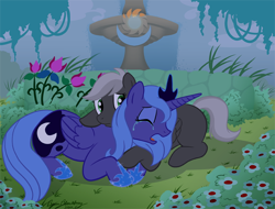 Size: 650x493 | Tagged: safe, artist:brianblackberry, princess luna, oc, alicorn, pony, crying, s1 luna, simple background