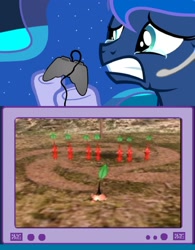 Size: 1258x1613 | Tagged: safe, princess luna, alicorn, pony, bad end, crying, exploitable meme, gamer luna, meme, nintendo, obligatory pony, pikmin, tv meme