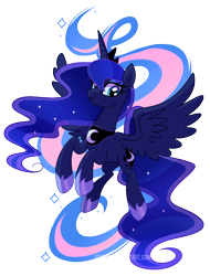 Size: 748x986 | Tagged: safe, artist:pepooni, princess luna, alicorn, pony, flying, looking at you, simple background, smiling, solo, spread wings, transparent background