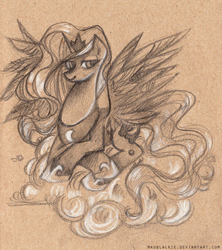 Size: 900x1014 | Tagged: safe, artist:madblackie, princess luna, alicorn, pony, female, horn, mare, solo, traditional art