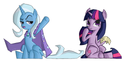 Size: 1894x943 | Tagged: safe, artist:juanrock, derpibooru import, trixie, twilight sparkle, unicorn, duo, duo female, female, mare