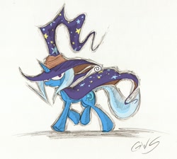 Size: 1000x900 | Tagged: safe, artist:zilof, derpibooru import, trixie, pony, unicorn, epic level hat, female, hat, mare, solo, trixie's cape, trixie's hat