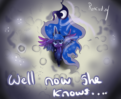 Size: 1256x1025 | Tagged: safe, artist:rencudia, princess luna, alicorn, pony, crying, frozen (movie), looking up, moon, quote, reference, sad, solo