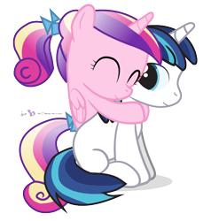 Size: 660x720 | Tagged: safe, artist:dm29, princess cadance, shining armor, alicorn, pony, unicorn, colt, colt shining armor, cute, cutedance, duo, eyes closed, female, filly, filly cadance, hug, hug from behind, julian yeo is trying to murder us, male, shining adorable, simple background, sitting, smiling, transparent background, vector, younger