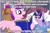 Size: 960x640 | Tagged: safe, princess cadance, twilight sparkle, unicorn twilight, alicorn, pony, unicorn, bed, bedtime story, blanket, book, bow, cadance's bedtime stories, chair, detailed background, duo, duo female, exploitable meme, female, females only, filly, filly twilight sparkle, hair bow, hoof hold, horn, looking at each other, looking up, meme, multicolored mane, open mouth, pillow, pink coat, pink wings, purple coat, purple eyes, sitting, smiling, snatcher, spread wings, text, wings, younger