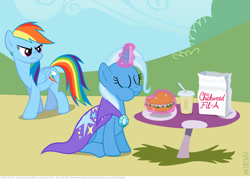 Size: 1194x854 | Tagged: safe, artist:kturtle, derpibooru import, rainbow dash, trixie, pegasus, pony, chik-fil-a