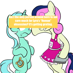 Size: 1000x1000 | Tagged: safe, bon bon, lyra heartstrings, sweetie drops, pony, unicorn, female, horn, mare, pony confession