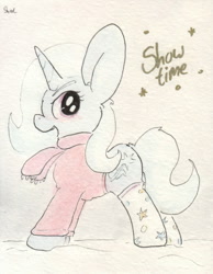 Size: 692x893 | Tagged: safe, artist:slightlyshade, derpibooru import, trixie, pony, unicorn, clothes, female, mare, socks, solo, sweater, traditional art