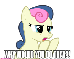 Size: 722x576 | Tagged: safe, artist:tritebristle, bon bon, sweetie drops, earth pony, pony, angry, female, image macro, mare, meme, raised hoof, simple background, solo, transparent background, why, why would you do that