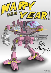 Size: 1247x1771 | Tagged: safe, artist:satv12, pinkie pie, earth pony, pony, happy new year 2017, mech, mecha, pixiv, solo