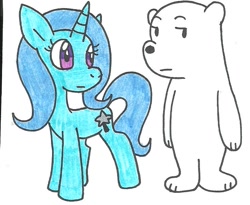 Size: 734x601 | Tagged: safe, artist:cmara, derpibooru import, trixie, pony, unicorn, crossover, female, ice bear, mare, traditional art, we bare bears