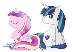 Size: 960x690 | Tagged: safe, artist:dm29, princess cadance, shining armor, alicorn, pony, unicorn, comb, duo, loose hair, simple background, transparent background