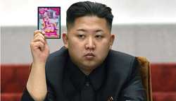 Size: 619x354 | Tagged: safe, edit, princess cadance, human, card, conference, enterplay, irl, irl human, irlhuman, kim jong-un, north korea, photo, the ultimate card, trading card, traditional art