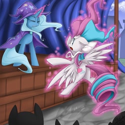 Size: 900x900 | Tagged: safe, artist:starlightspark, derpibooru import, star catcher, trixie, g3, g3 to g4, generation leap