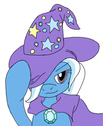 Size: 720x879 | Tagged: safe, artist:toyminator900, derpibooru import, trixie, pony, unicorn, female, gem, mare, simple background, smug, solo, transparent background, trixie's cape, trixie's hat