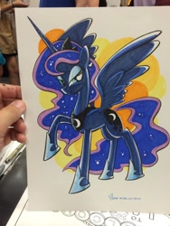 Size: 768x1024 | Tagged: safe, artist:thomas f. zahler, princess luna, alicorn, pony, female, horn, mare, solo, traditional art