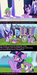 Size: 1232x2520 | Tagged: safe, derpibooru import, screencap, spike, starlight glimmer, trixie, twilight sparkle, twilight sparkle (alicorn), alicorn, dragon, pony, unicorn, to where and back again, screencap comic