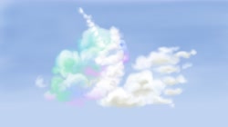 Size: 4000x2244 | Tagged: safe, artist:fujikoeurekachamploo, princess celestia, alicorn, pony, cloud, cloudy, solo