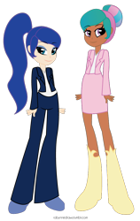 Size: 636x1006 | Tagged: safe, artist:robynne, princess celestia, princess luna, equestria girls, humanized