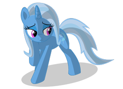 Size: 550x400 | Tagged: safe, artist:cartoontiger, derpibooru import, trixie, pony, unicorn, blue coat, female, horn, mare, sad, solo, two toned mane