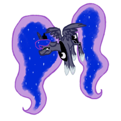 Size: 500x500 | Tagged: safe, artist:breadcipher, princess luna, alicorn, pony, flying, lunadoodle, simple background, solo, transparent background