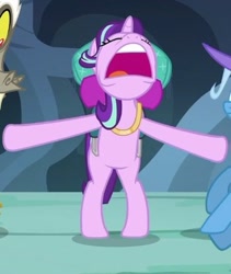 Size: 349x413 | Tagged: safe, derpibooru import, screencap, discord, starlight glimmer, trixie, pony, unicorn, to where and back again, cropped, nose in the air, solo focus